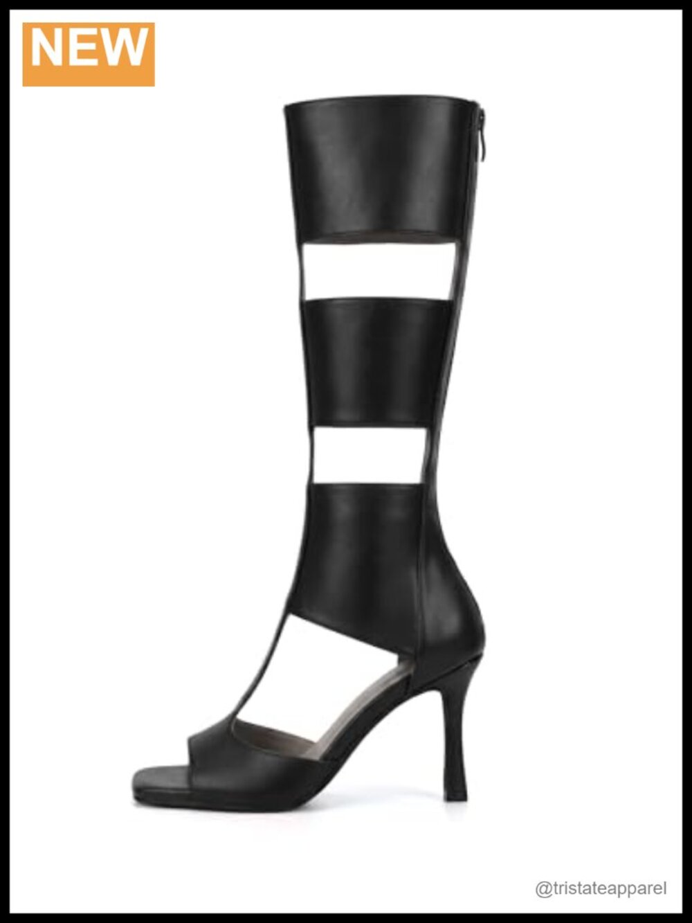 Gladiator Knee High Heels Square Open Toe Cutout Sandal Boots Stiletto Dress